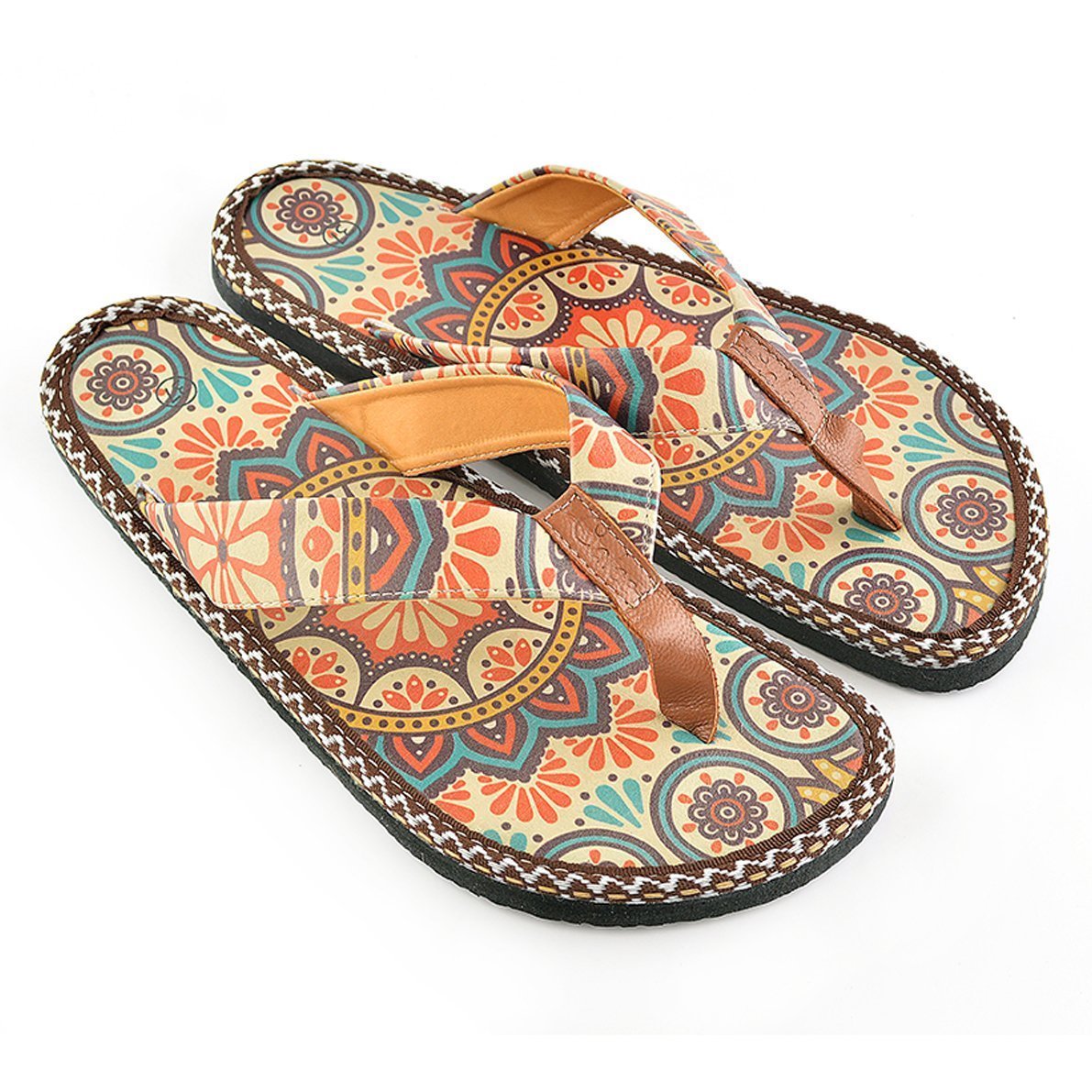 Brown & Red Arabesque Flip-Flop CAL415 (737681080416)