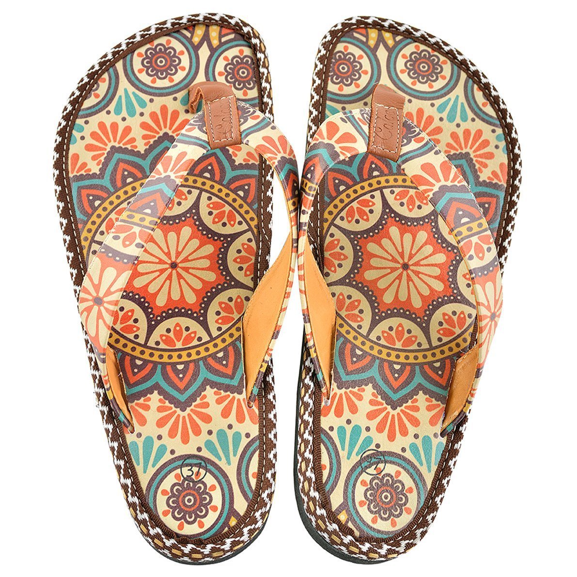 Brown & Red Arabesque Flip-Flop CAL415 (737681080416)