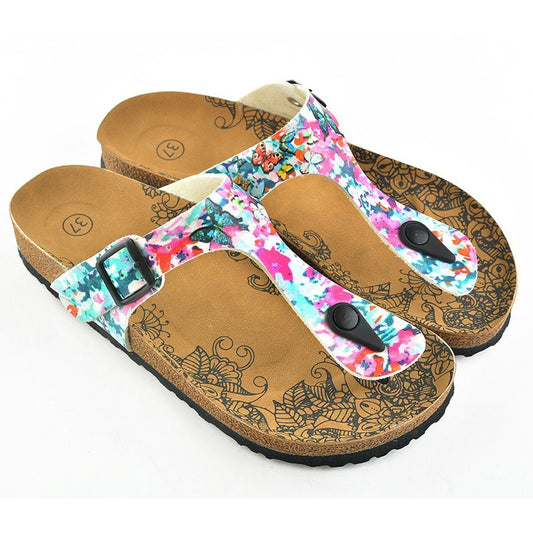 Pink & Blue Floral T-Strap Sandal CAL505