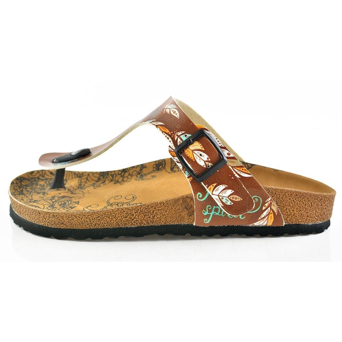 Brown Arrow T-Strap Sandal CAL510, Goby, CALCEO Sandal 