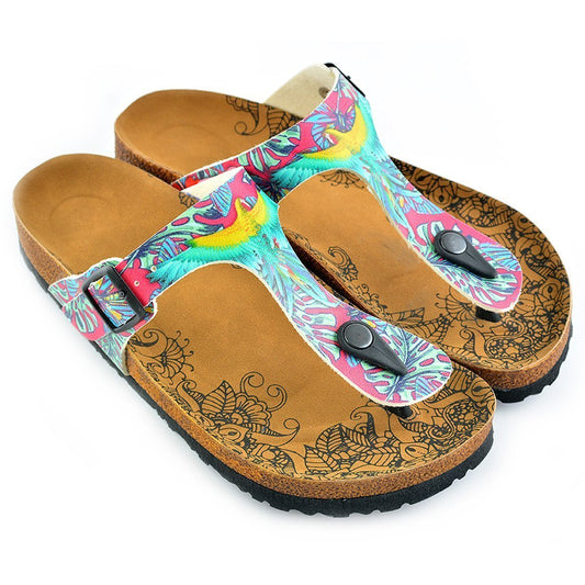 Pink & Turquoise T-Strap Sandal CAL518