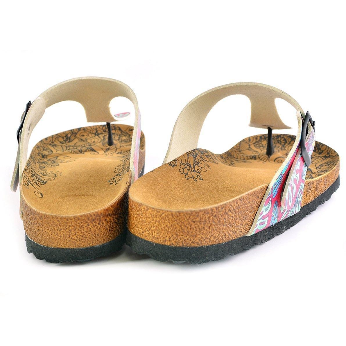 Pink & Turquoise T-Strap Sandal CAL518