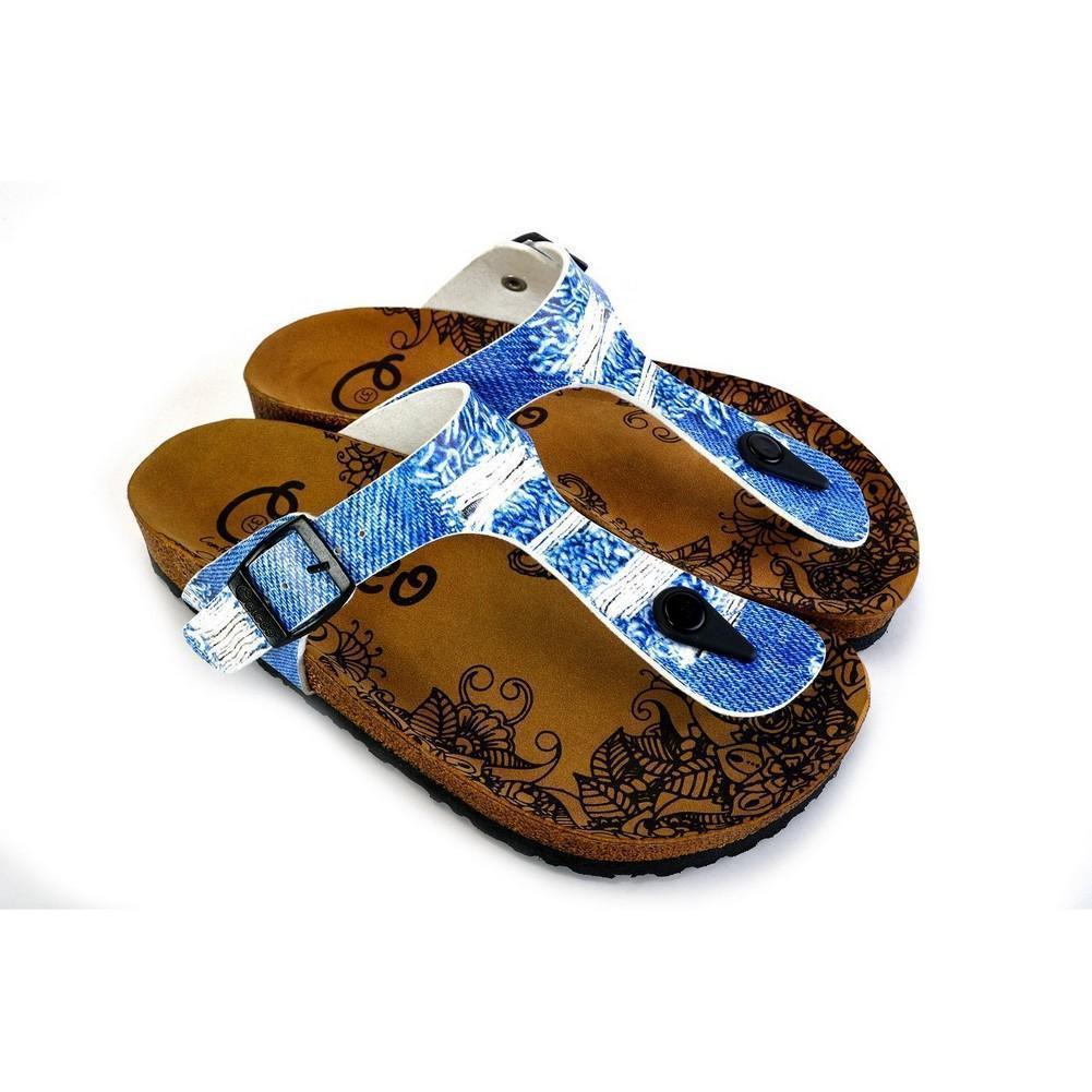 Blue Jeans Patterned Sandal - CAL527, Goby, CALCEO Sandal 