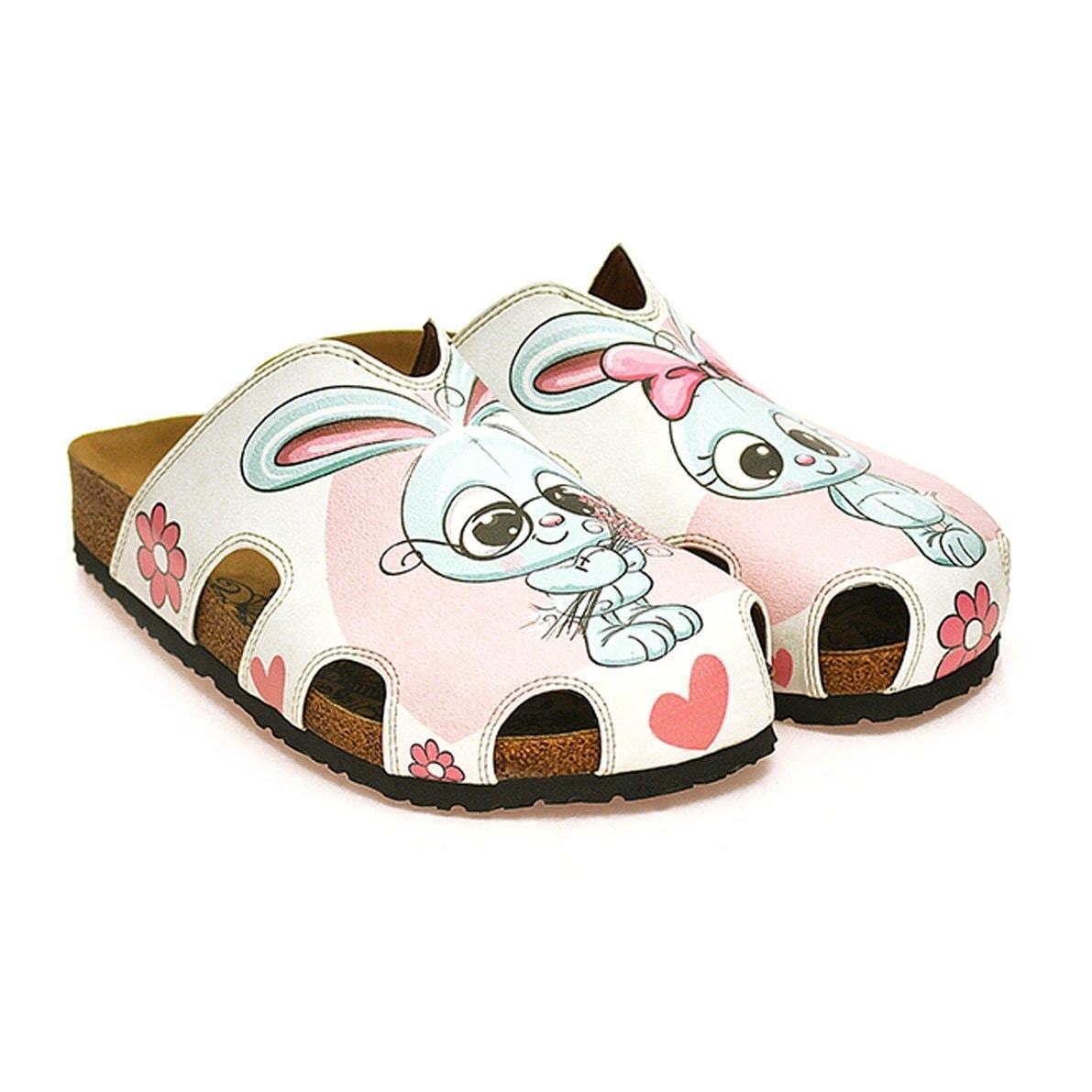 Pink & Gray Bunny Love Clogs WCAL601