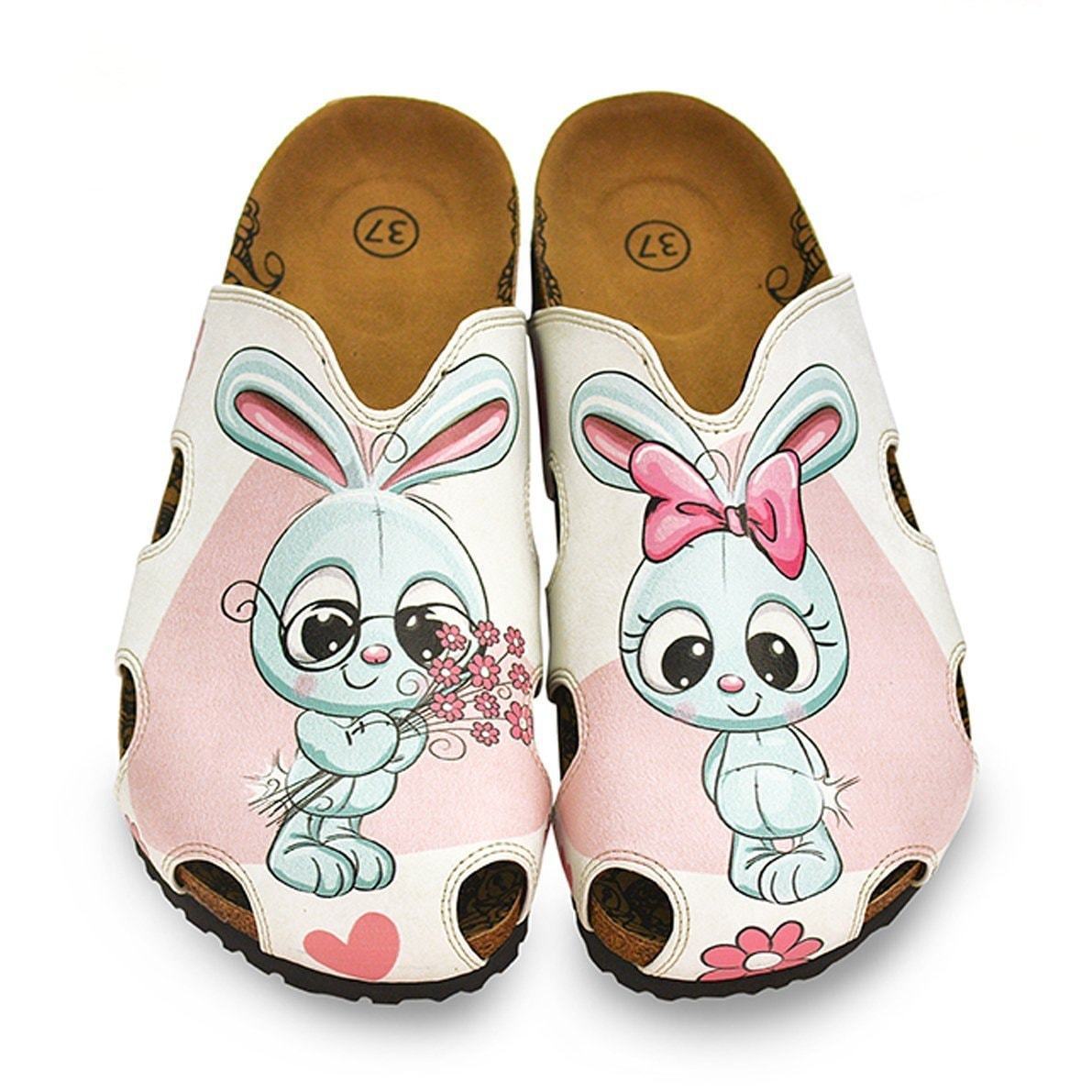 Pink & Gray Bunny Love Clogs WCAL601