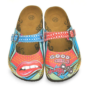 Red & Blue Good Girls Do Bad Things Clogs CAL801