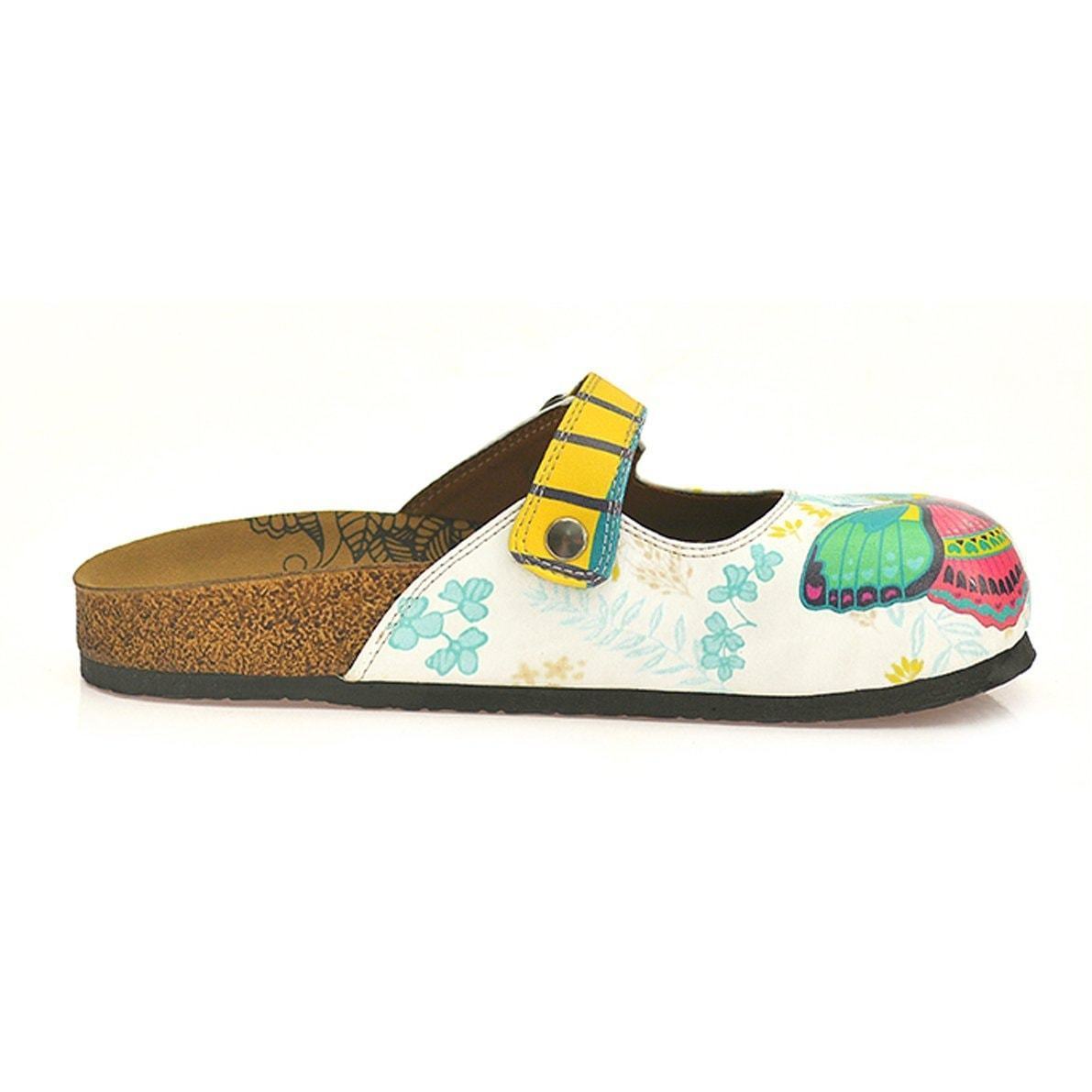 Green & Pink Butterfly Clogs CAL802 - Goby CALCEO Clogs 