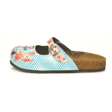 Blue & Coral Floral Anchor Clogs CAL804, Goby, CALCEO Clogs 