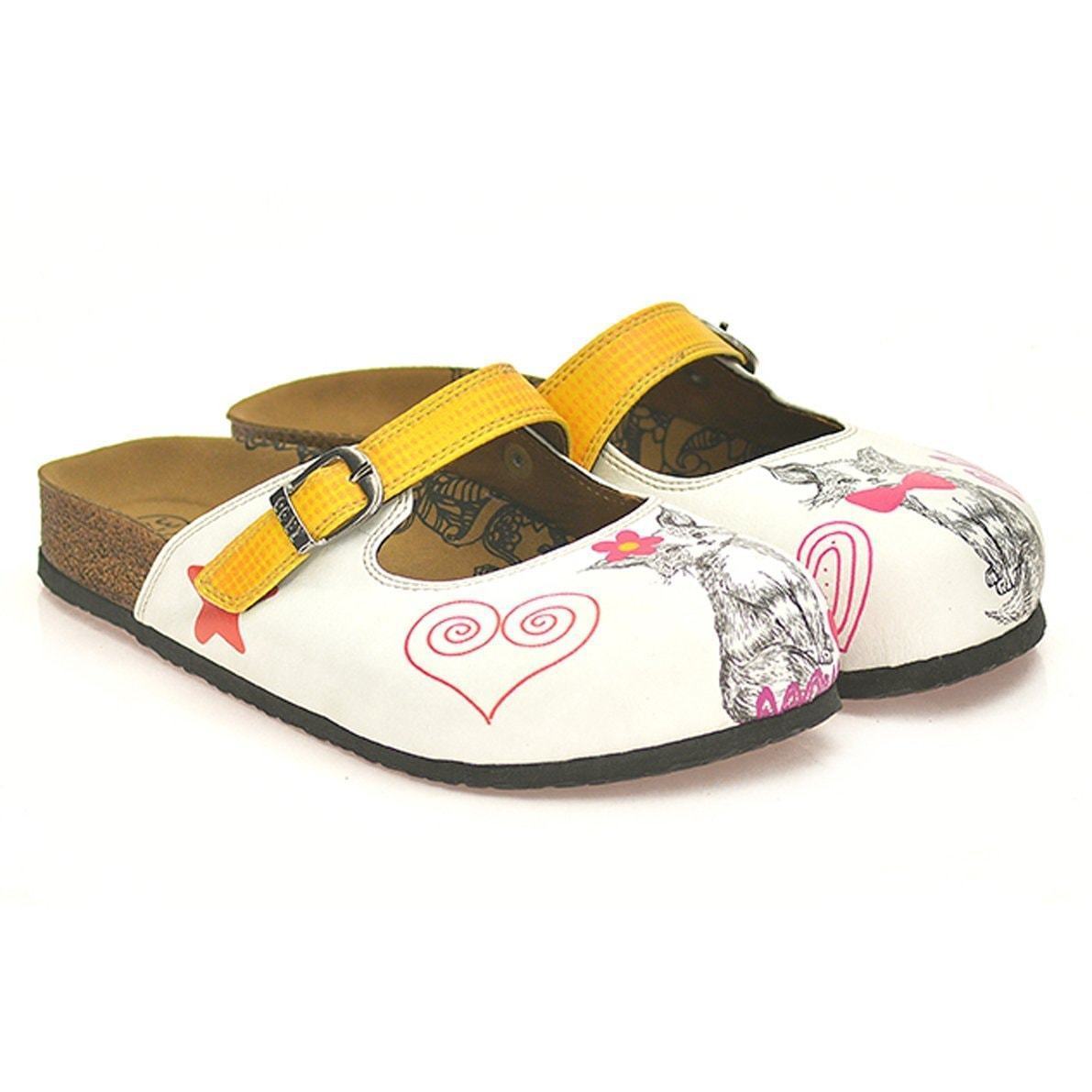 White & Yellow Cat Clogs CAL805