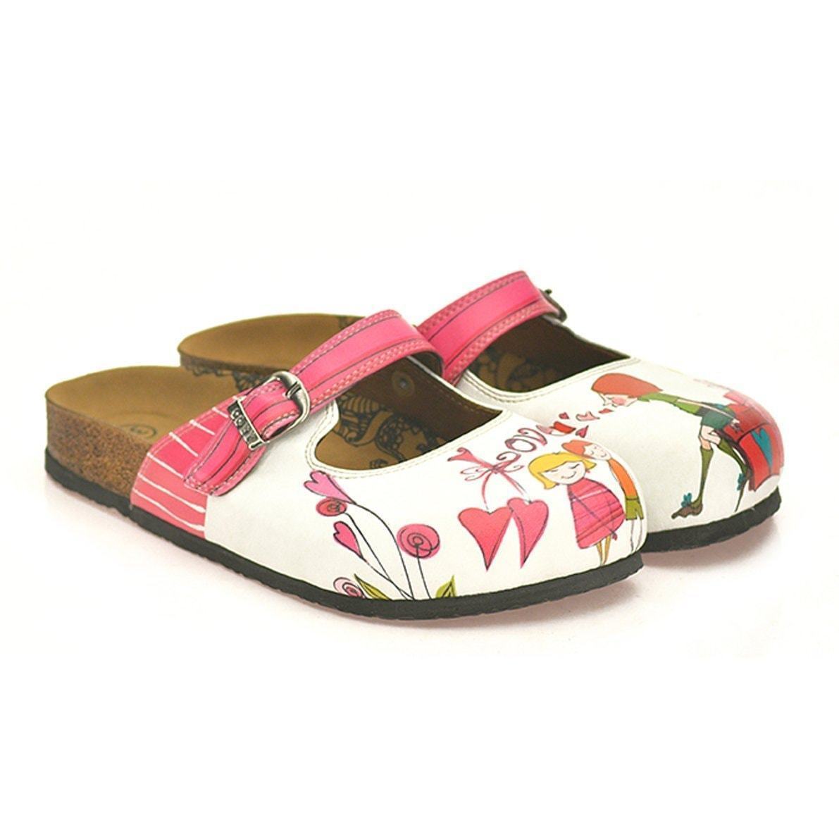 White & Pink Love Clogs CAL808