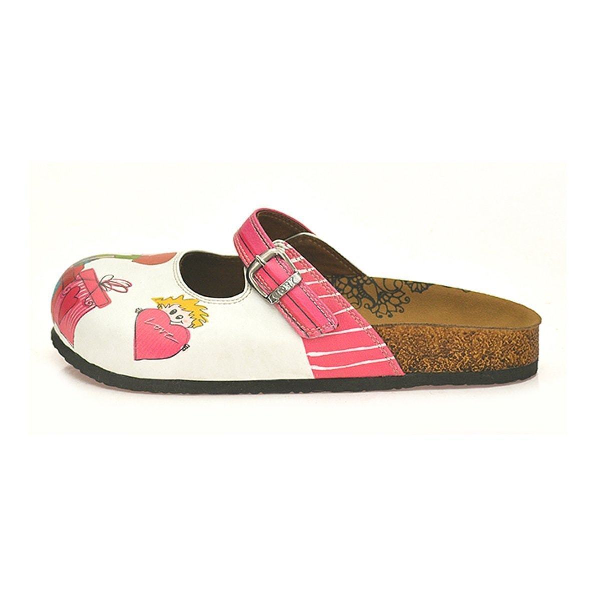 White & Pink Love Clogs CAL808