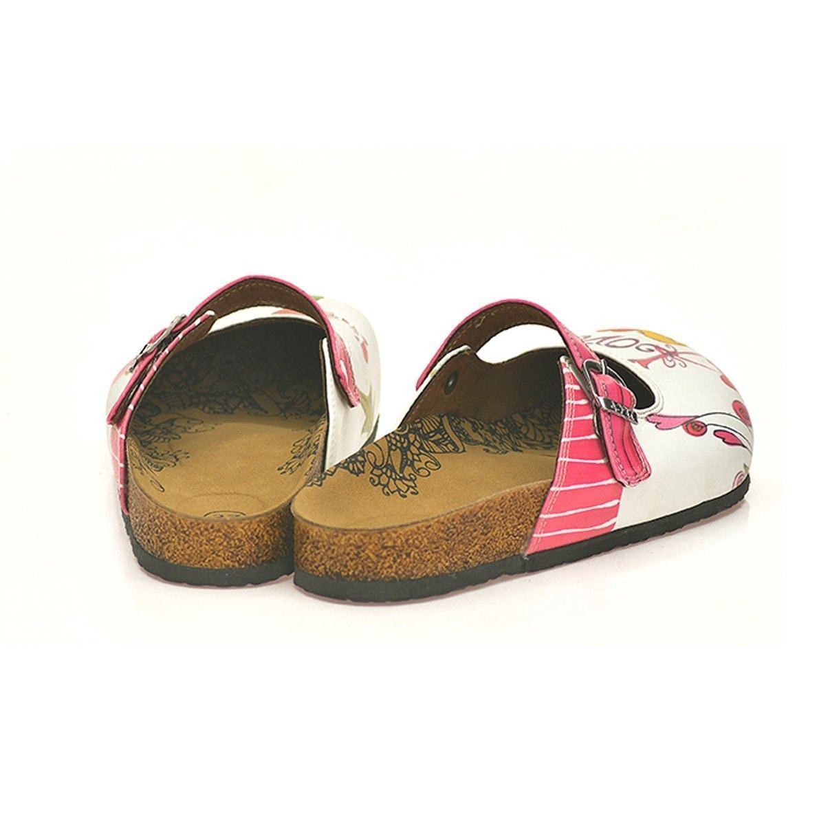 White & Pink Love Clogs CAL808