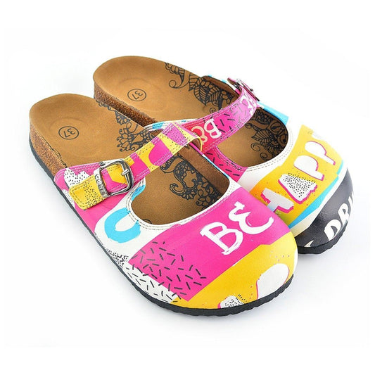 Pink & Yellow Be Happy Clogs CAL809