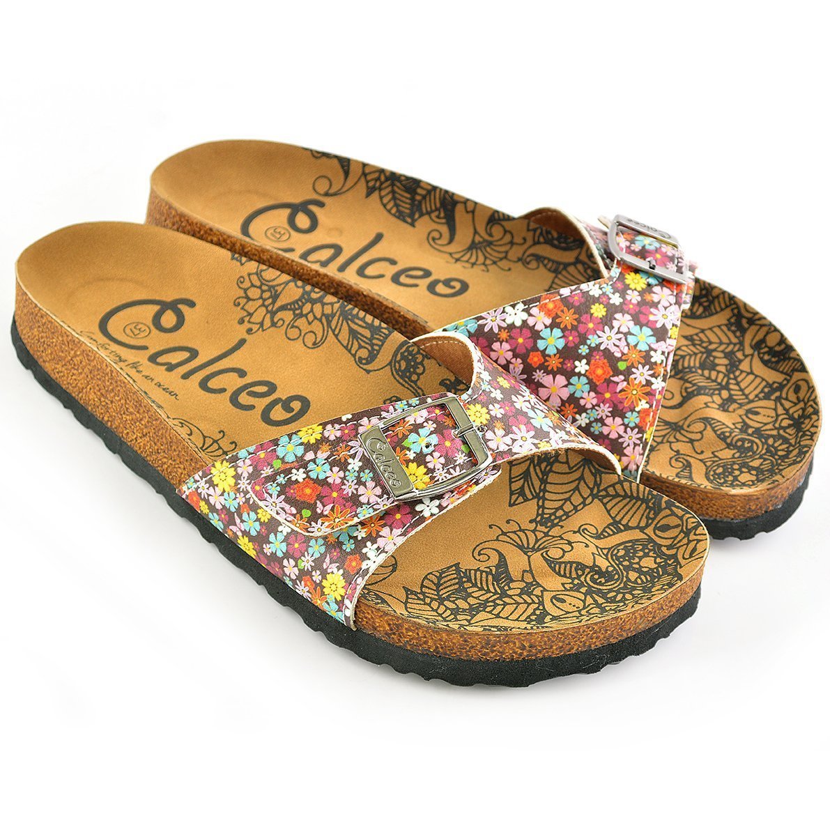 Pink Floral Buckle-Accent Sandal CAL908