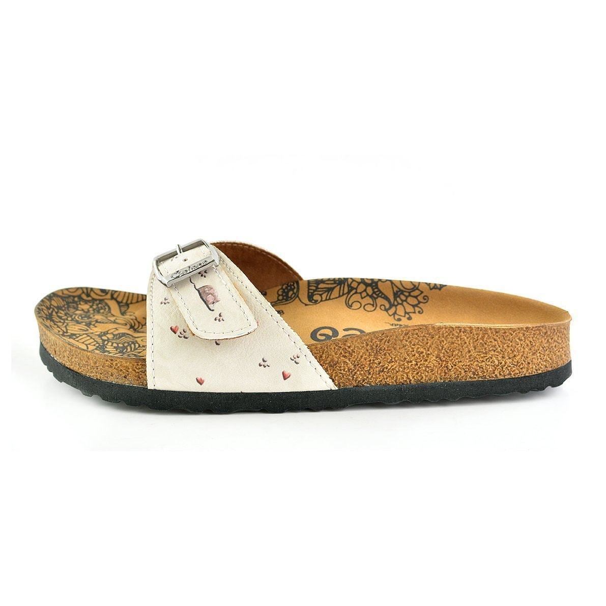 Ivory & Red Cat Buckle-Accent Sandal CAL909