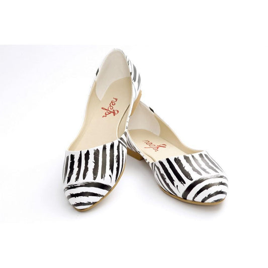 Black and White Ballerinas Shoes NSS351, Goby, NFS Ballerinas Shoes 