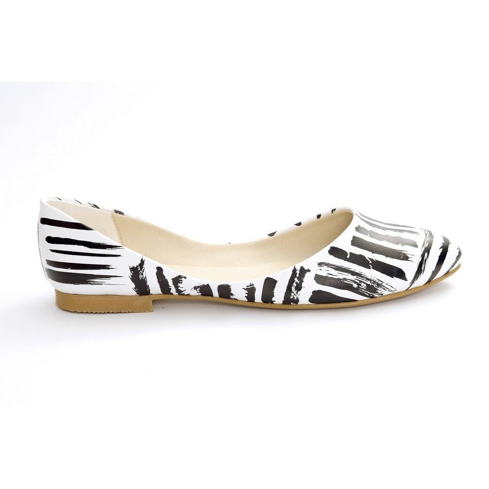 Black and White Ballerinas Shoes NSS351, Goby, NFS Ballerinas Shoes 