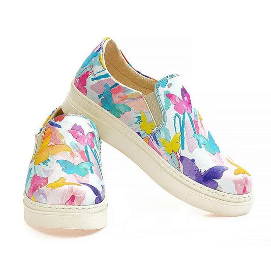 Colored Butterfly Slip on Sneakers Shoes NVN122, Goby, NFS Slip on Sneakers Shoes 