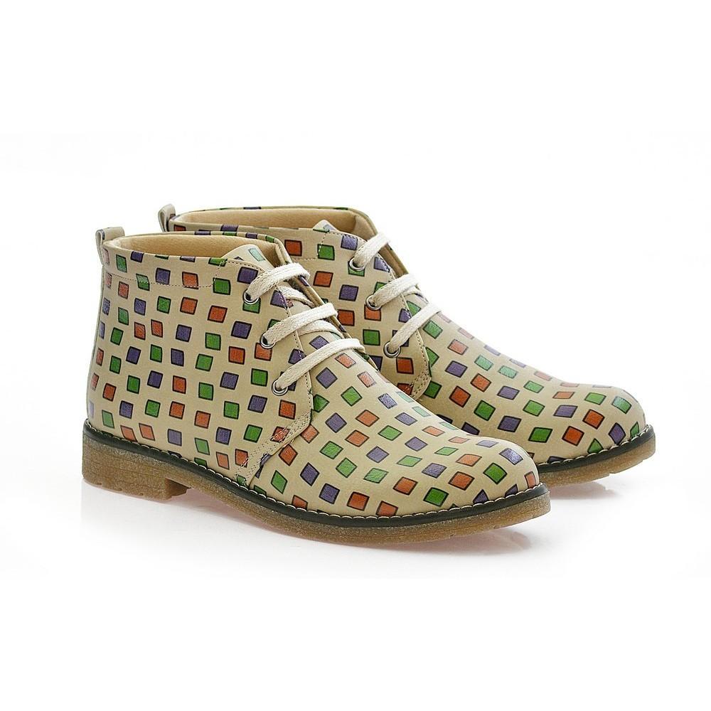 Colored Squares Ankle Boots PH202