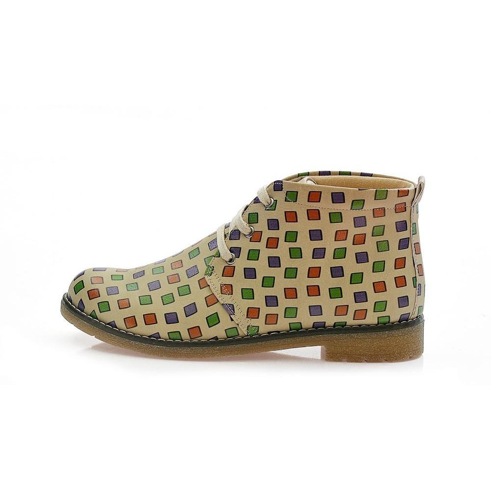 Colored Squares Ankle Boots PH202