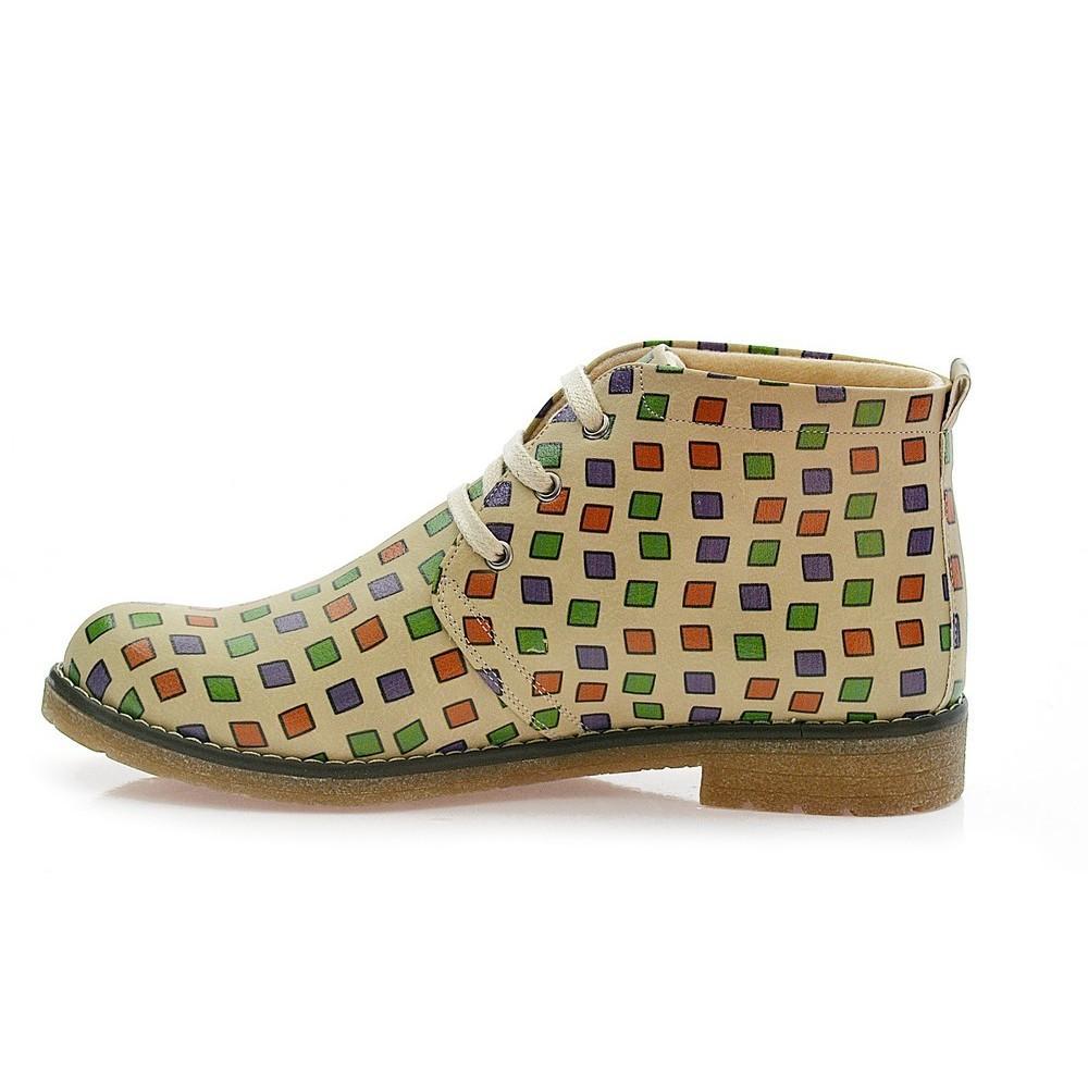 Colored Squares Ankle Boots PH202