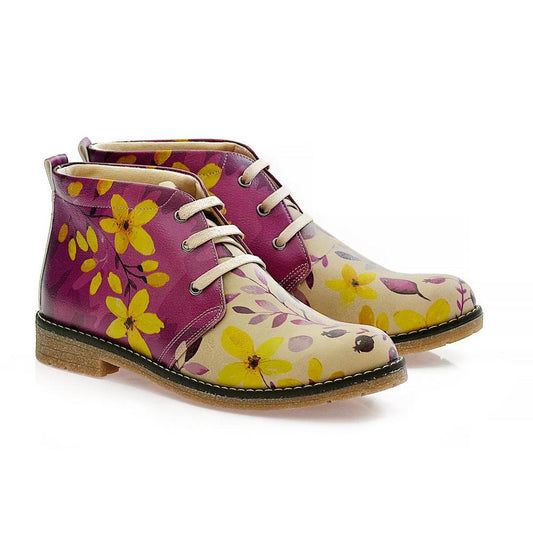 Autumn Flowers Ankle Boots PH215 (1421216743520)