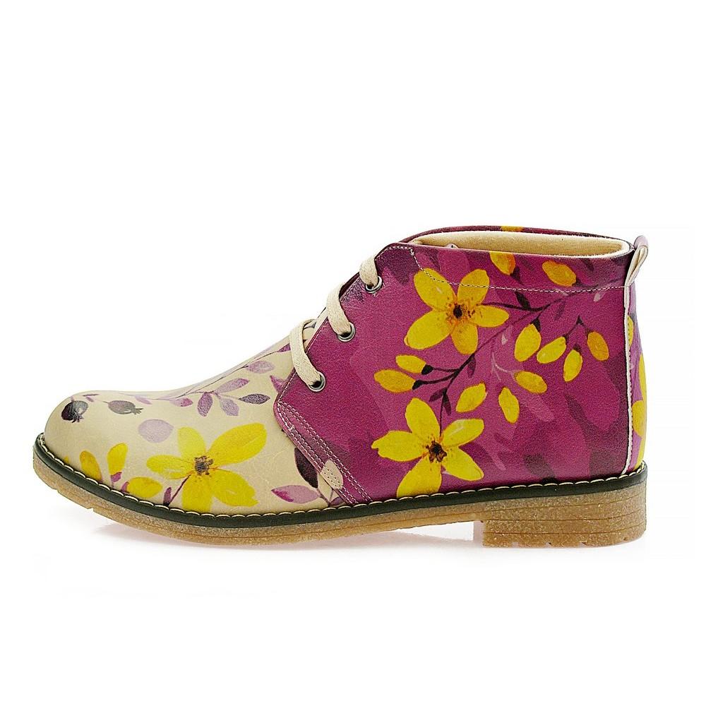 Autumn Flowers Ankle Boots PH215 (1421216743520)