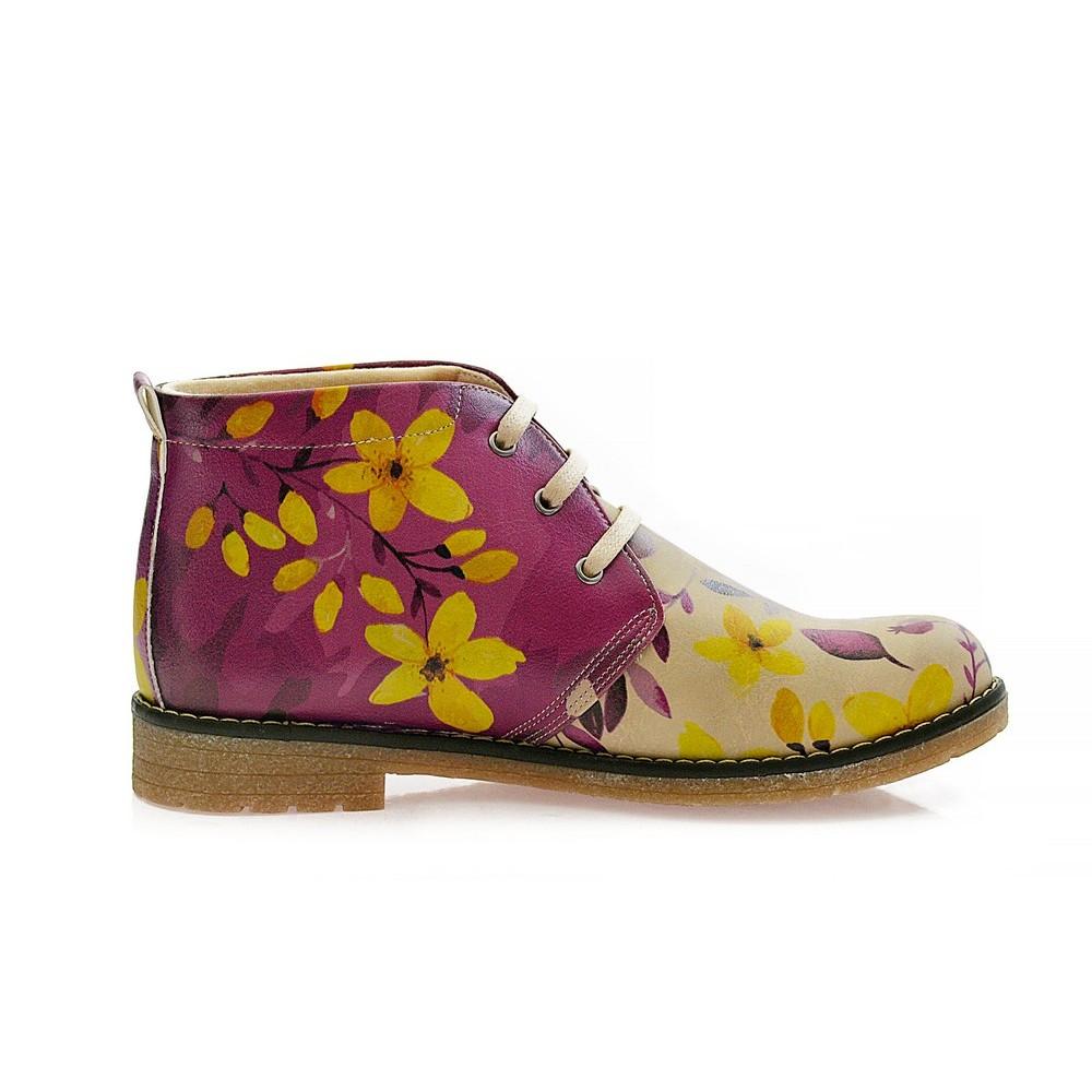 Autumn Flowers Ankle Boots PH215 (1421216743520)