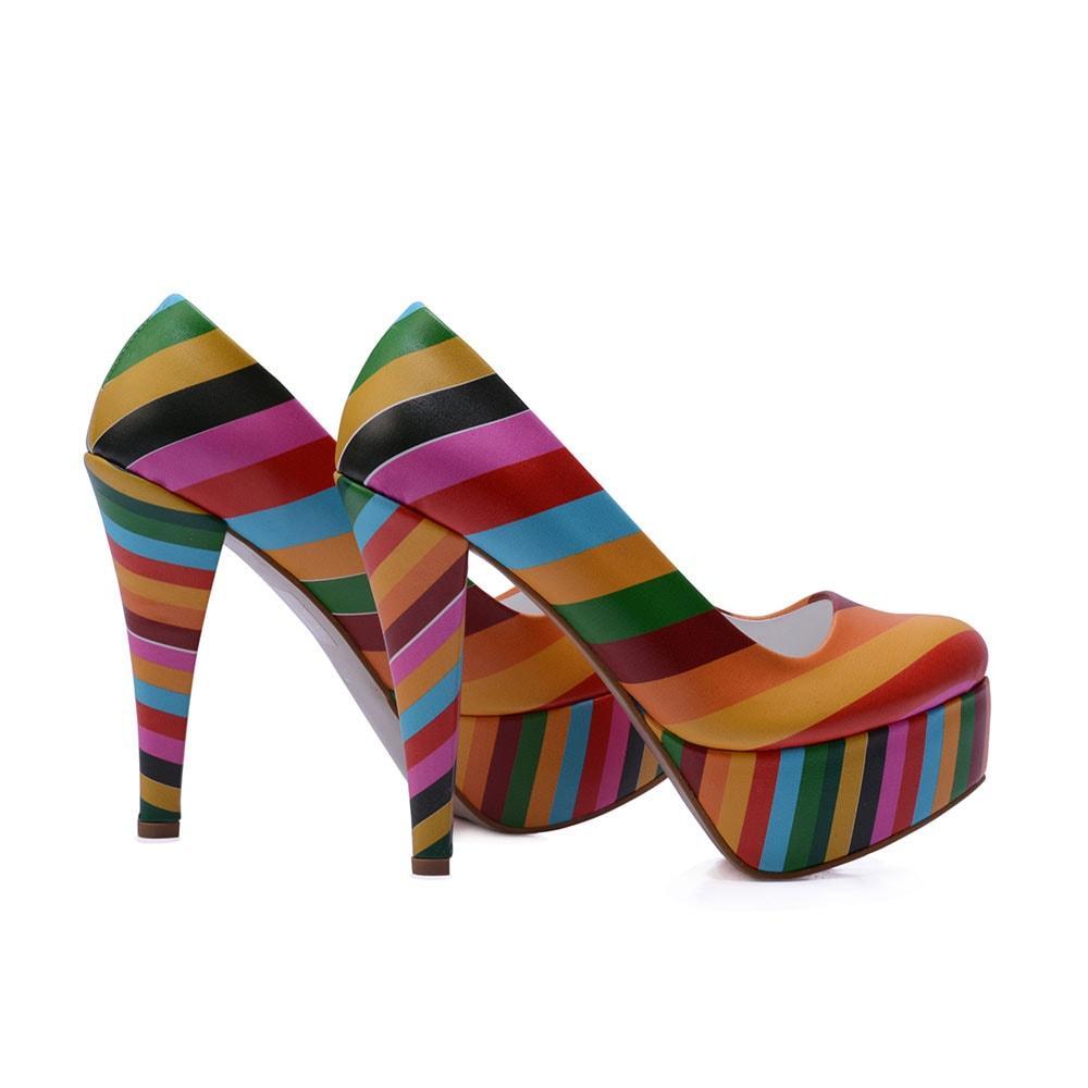 Colored Striped Heel Shoes PLT2059