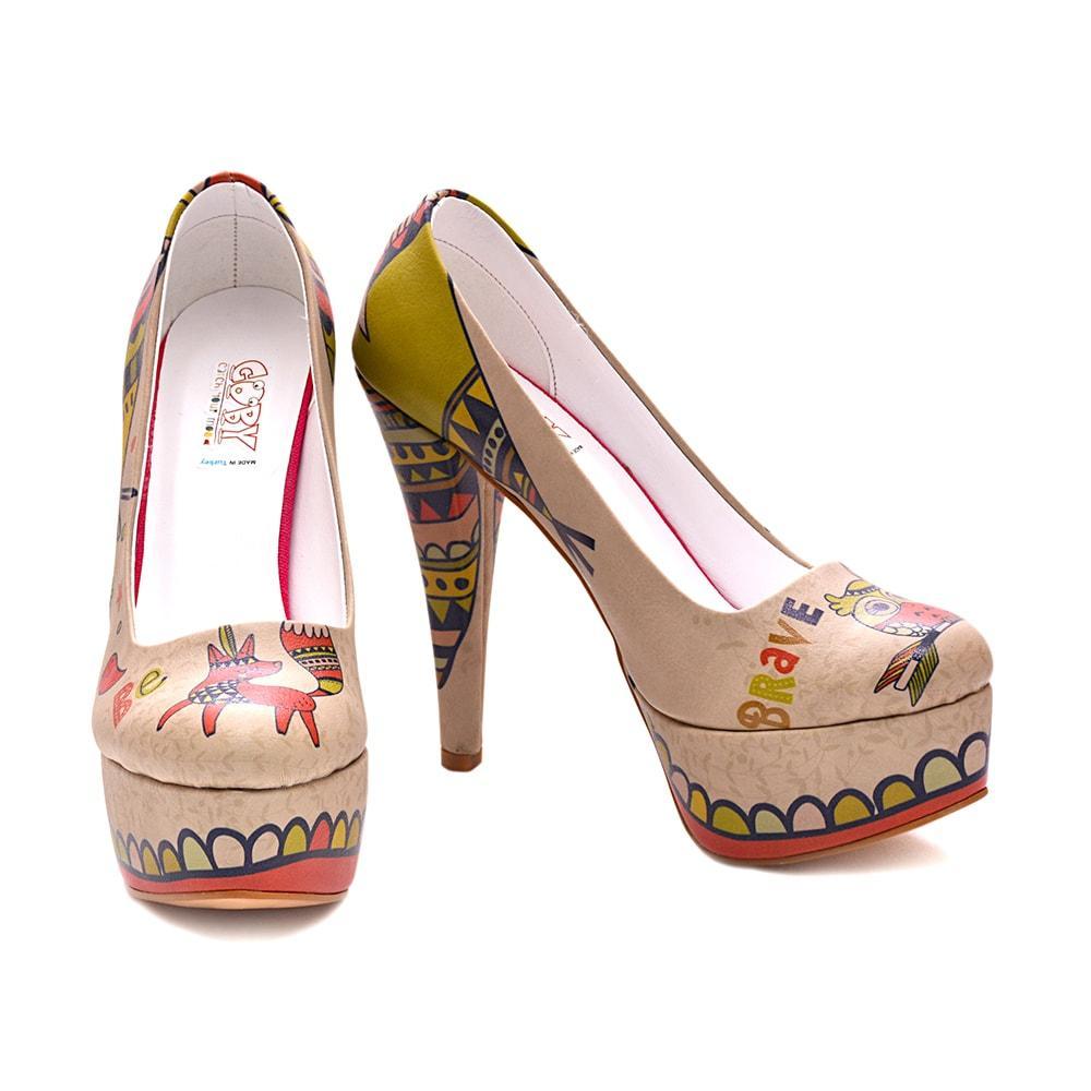 Indian Fox and Owl Heel Shoes PLT2062
