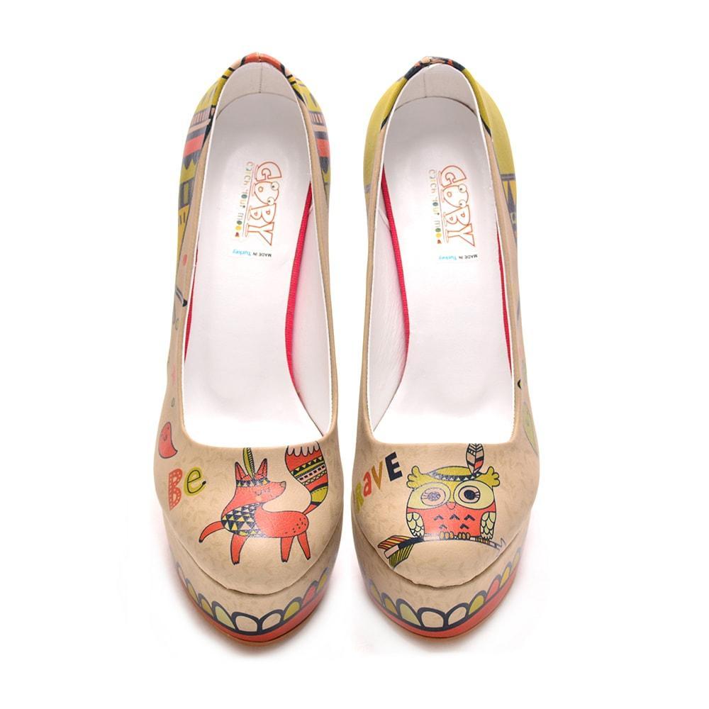 Indian Fox and Owl Heel Shoes PLT2062