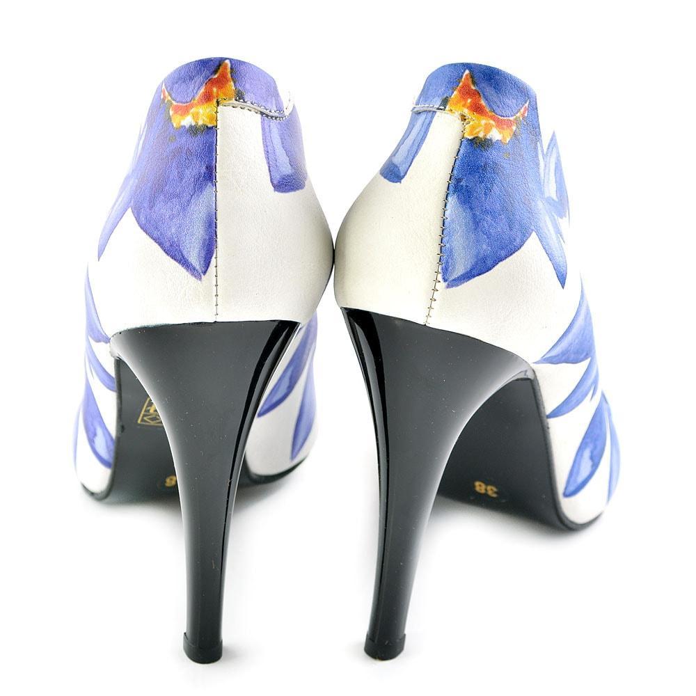 Blue Flowers Heel Shoes STL4403, Goby, GOBY Heel Shoes 