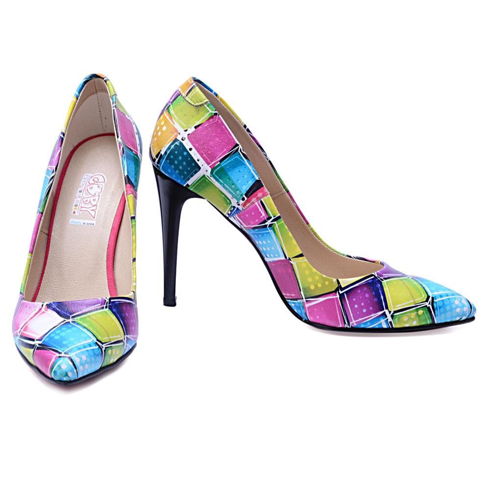 Colored Squares Heel Shoes STL4408