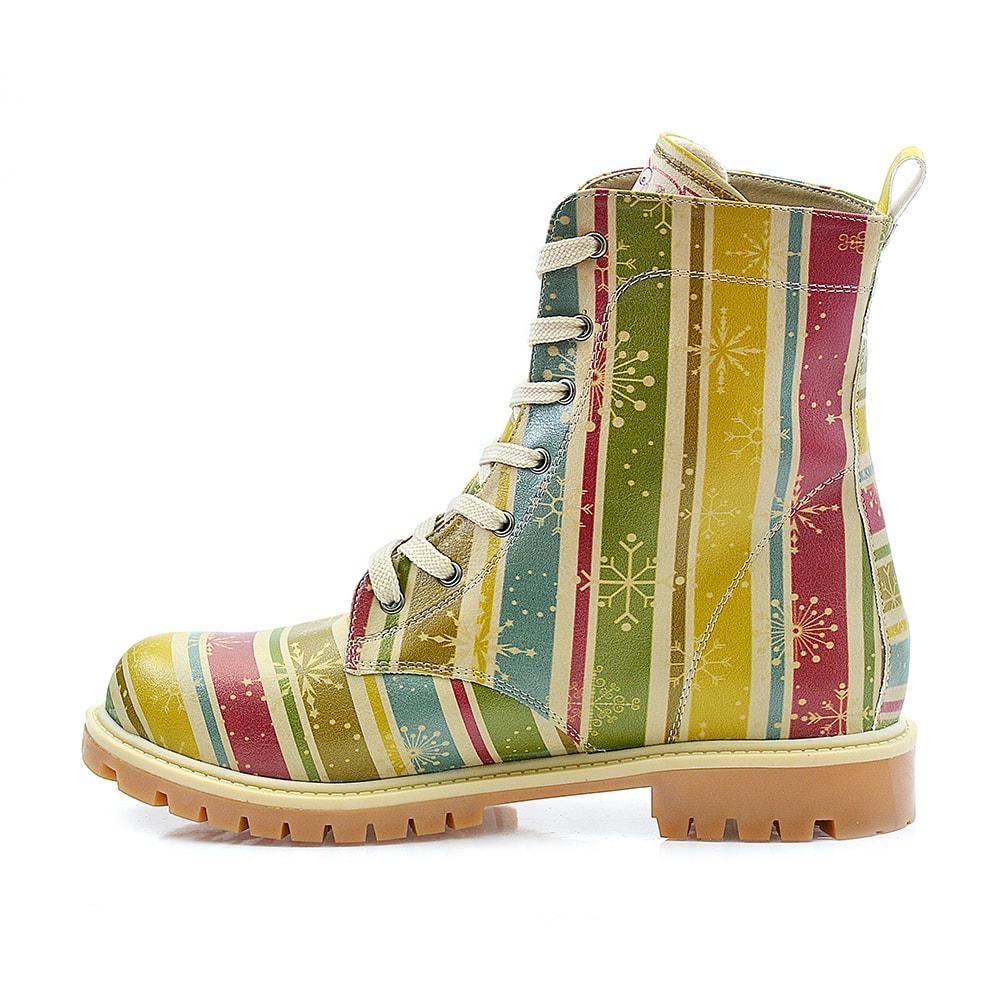 Colored Striped and Snow Crystals Long Boots TMB1022