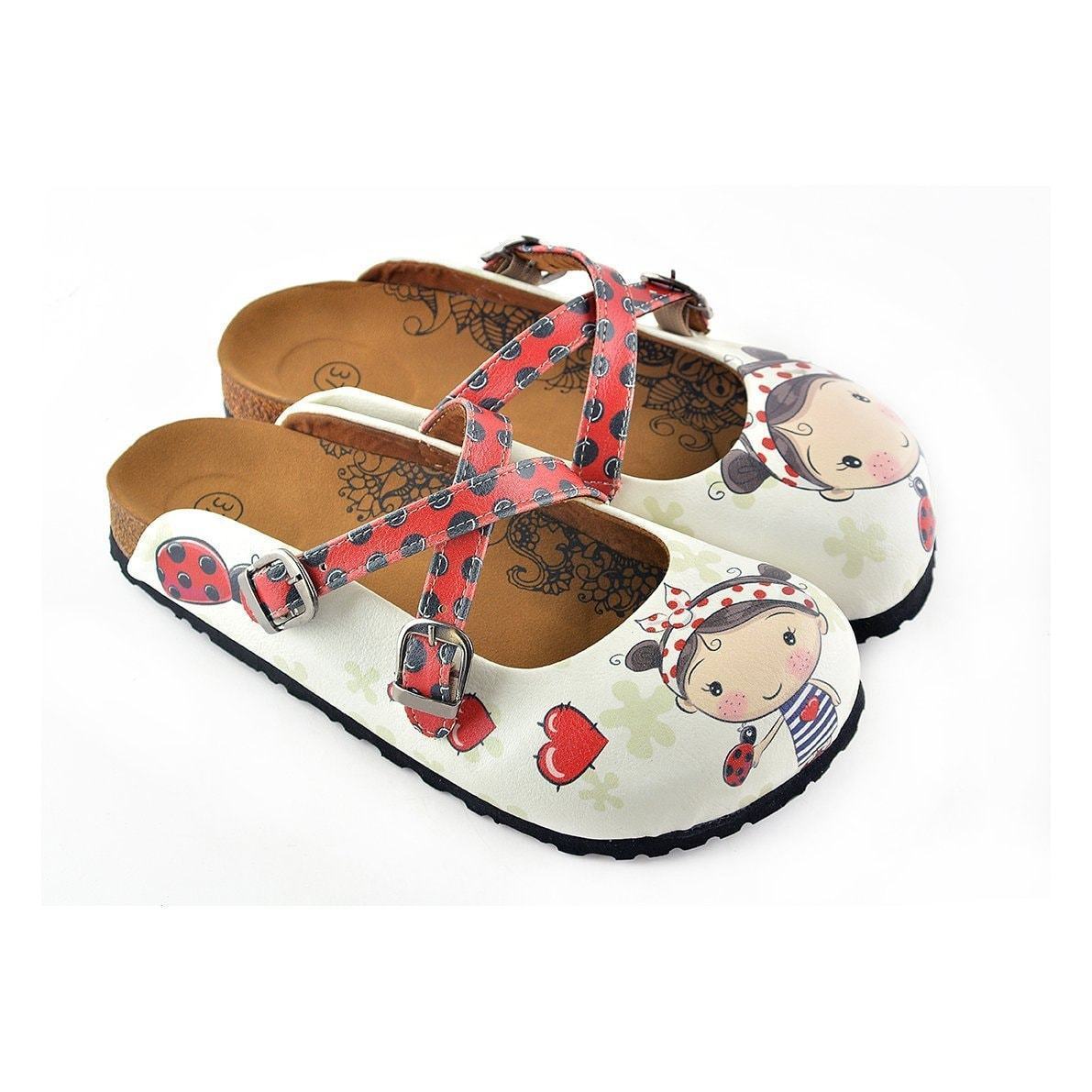 Red & White Girl Clogs WCAL120