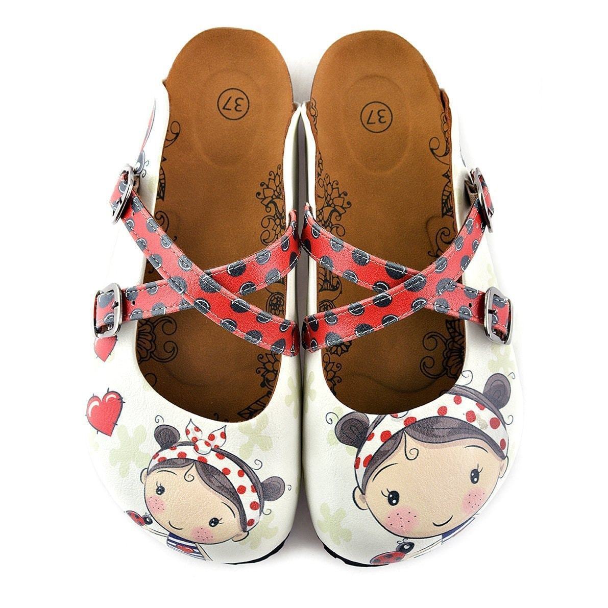 Red & White Girl Clogs WCAL120