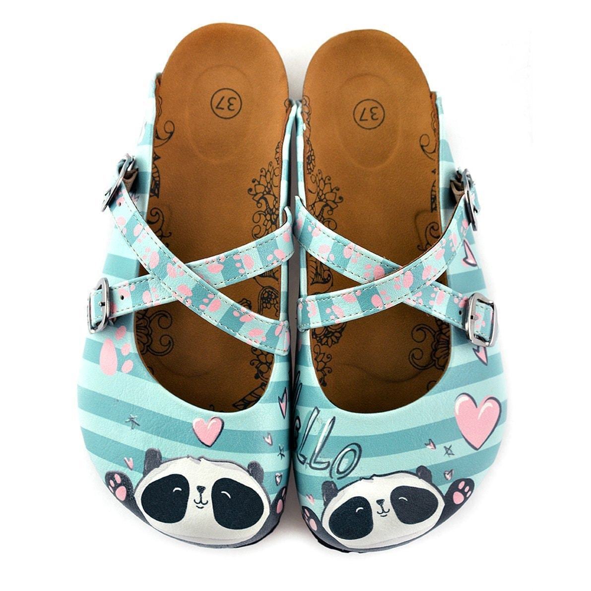 Blue & Pink Panda Clogs WCAL122, Goby, CALCEO Clogs 
