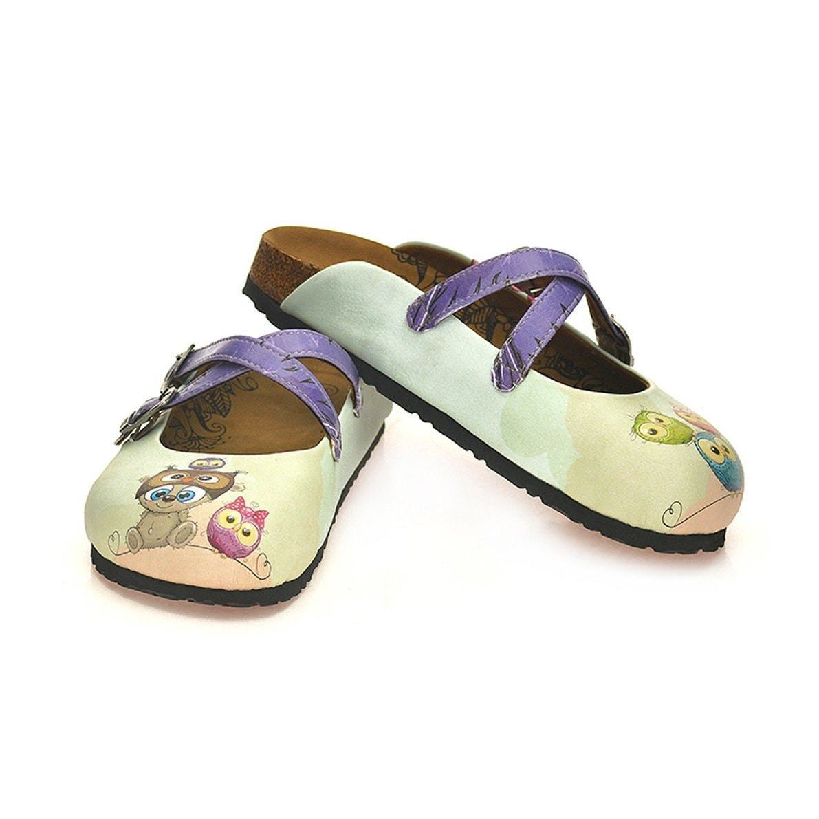 Purple & White Cross-Strap Clogs WCAL124