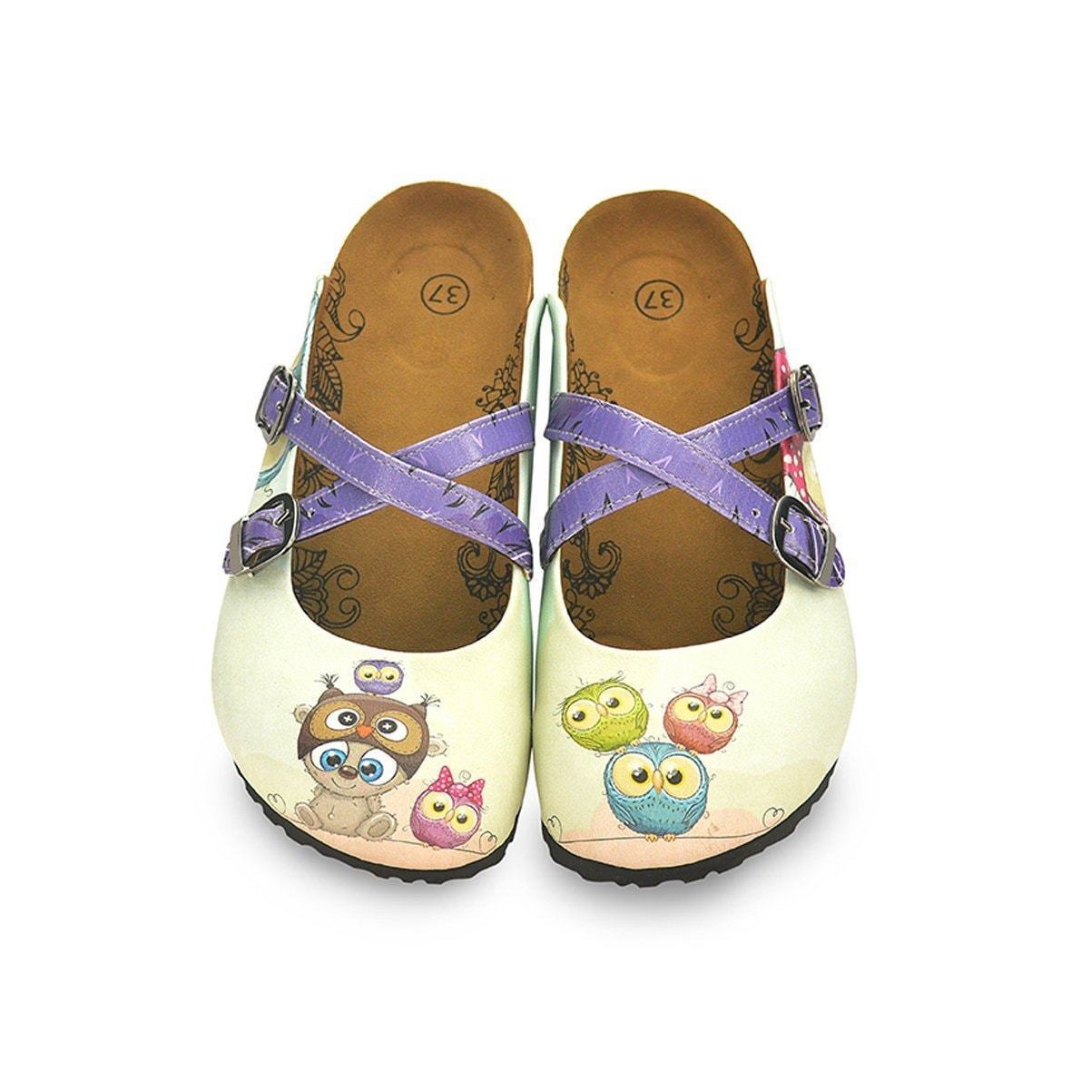 Purple & White Cross-Strap Clogs WCAL124