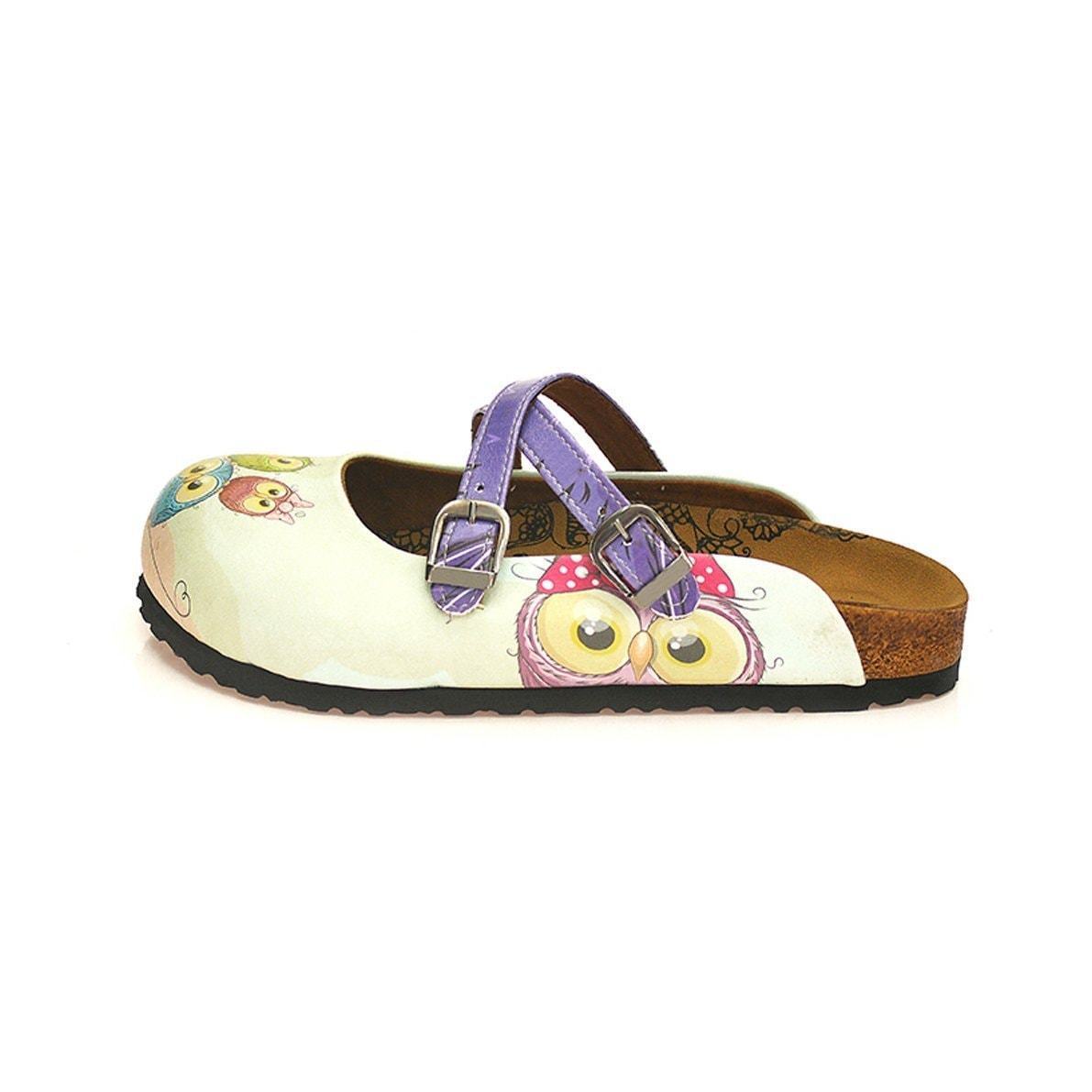 Purple & White Cross-Strap Clogs WCAL124