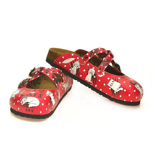 Red I Love Cats Cross-Strap Clogs WCAL132