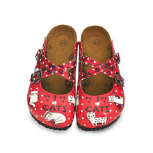 Red I Love Cats Cross-Strap Clogs WCAL132