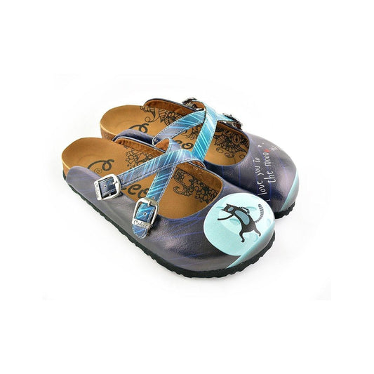 Blue "I Love You To The Moon & Back Clogs WCAL138, Goby, CALCEO Clogs 