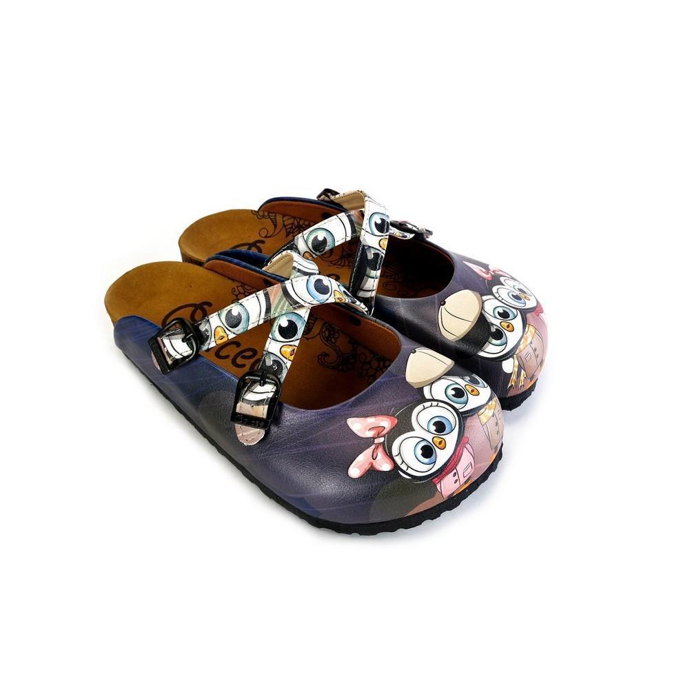 Black Cute Penguins Patterned Clogs - WCAL175, Goby, CALCEO Clogs 