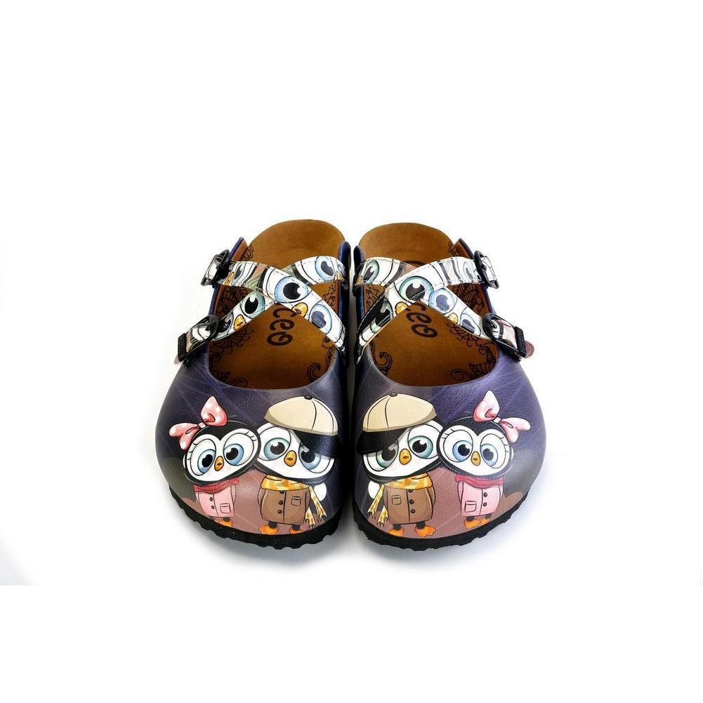 Black Cute Penguins Patterned Clogs - WCAL175, Goby, CALCEO Clogs 