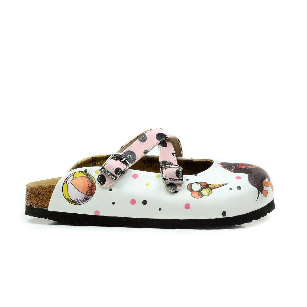 Cream Dachshund Polka Dot 'Good to See You' Crisscross-Strap Clogs - WCAL3211