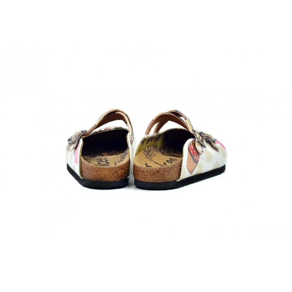 White & Tan Strappy Owl Clogs - WCAL3230