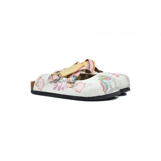 White & Pink Unicorn Clogs - WCAL3231