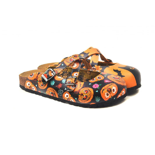 Orange & Black Jack-O-Lantern & Cat Clogs - WCAL3238