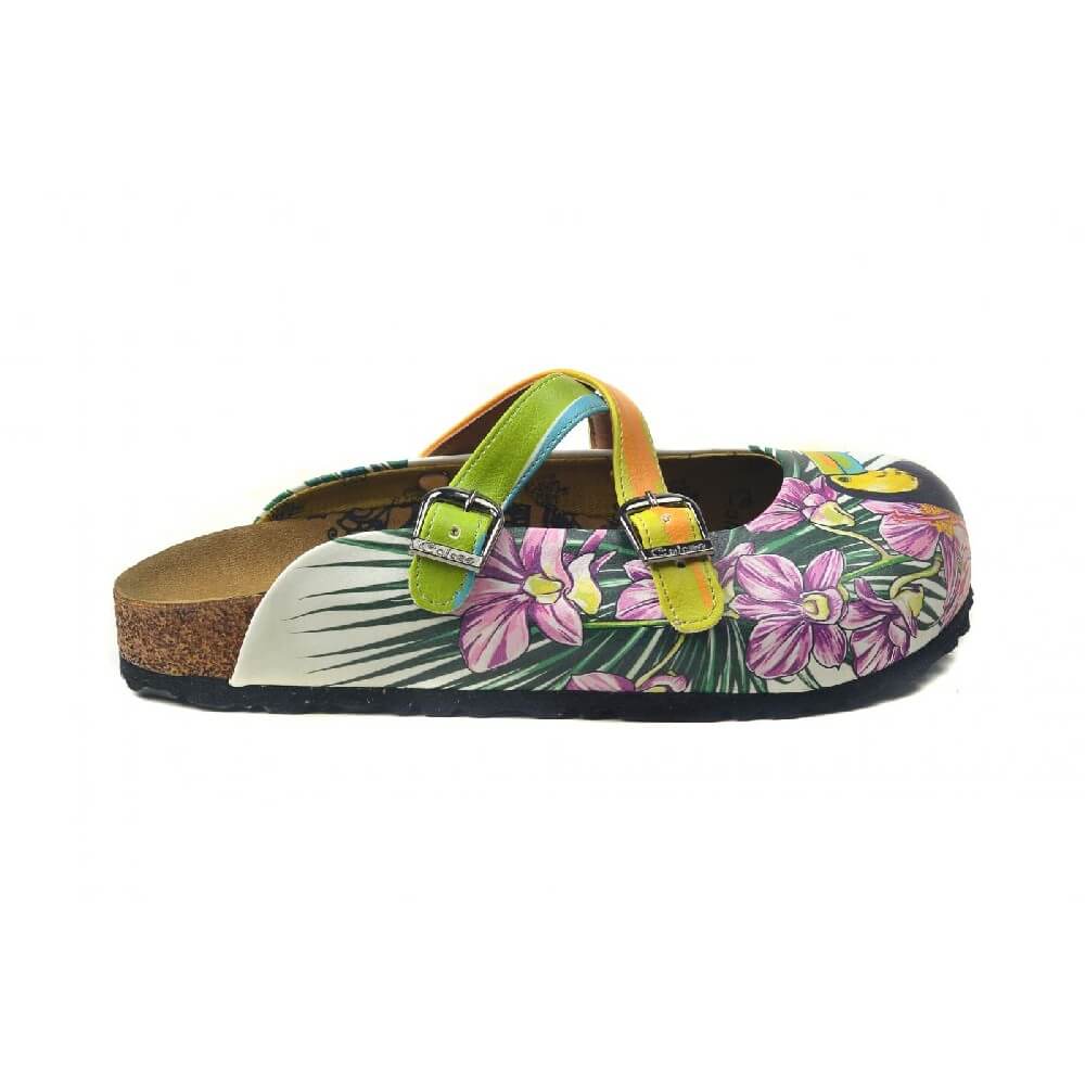 Pink & Blue Tropical Toucan Clogs - WCAL3239